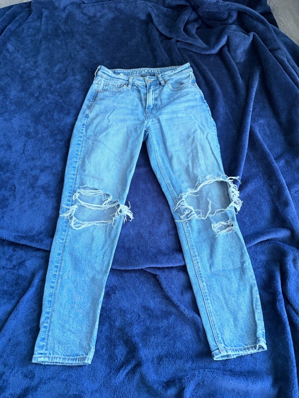 American Eagle Light Blue Denim Jeans with Faded Wash